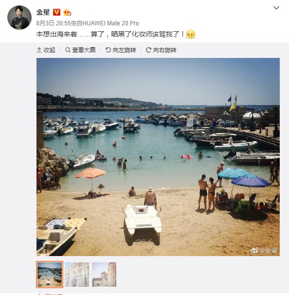 51岁金星意大利度假,穿开叉裙性感妩媚,脖子引起了所有人的注意