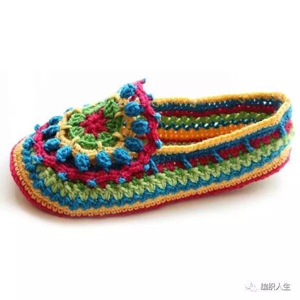 彩色毛线编织：教你钩一双民族风居家室内鞋（详细图文教程）