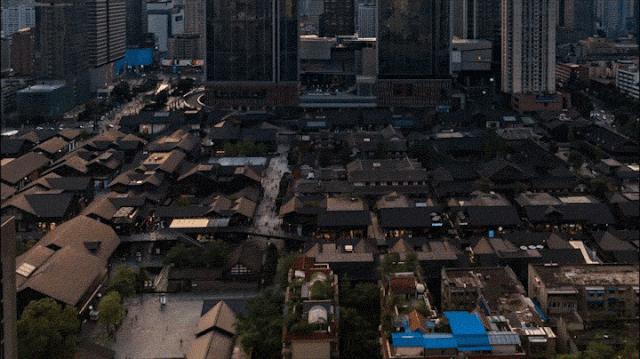空中俯瞰成都太古里,成都太古里夜景俯瞰