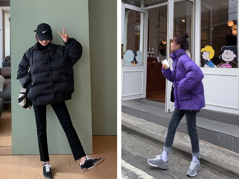 小个子穿搭2020冬面包服,小个子冬天穿搭背影面包服