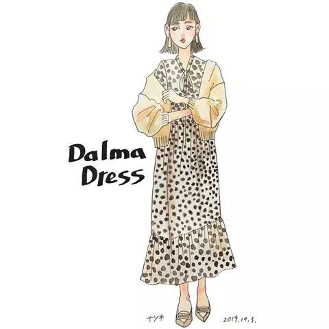 18套优雅又时髦的手绘穿搭,日本穿搭手绘秋冬