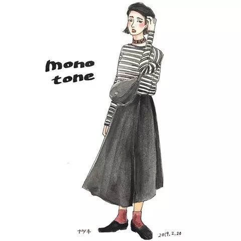 18套优雅又时髦的手绘穿搭,日本穿搭手绘秋冬