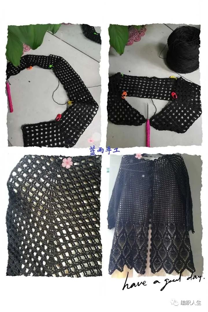 粗蕾丝线钩针编织夏季开衫,钩针蕾丝长款开衫图解
