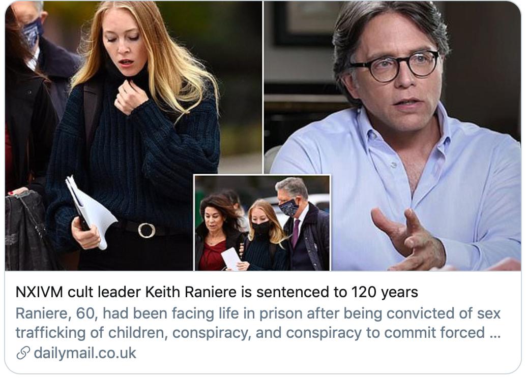 把女性“*脑洗**”为*奴性**，美国这个*教邪**组织头目被判120年监禁