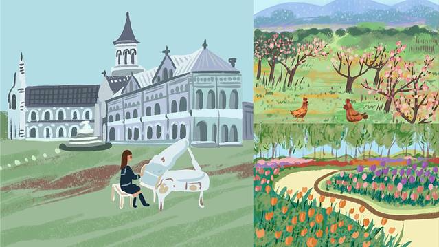 绘画我和春天有个约会,亲子绘画我和春天有个约会