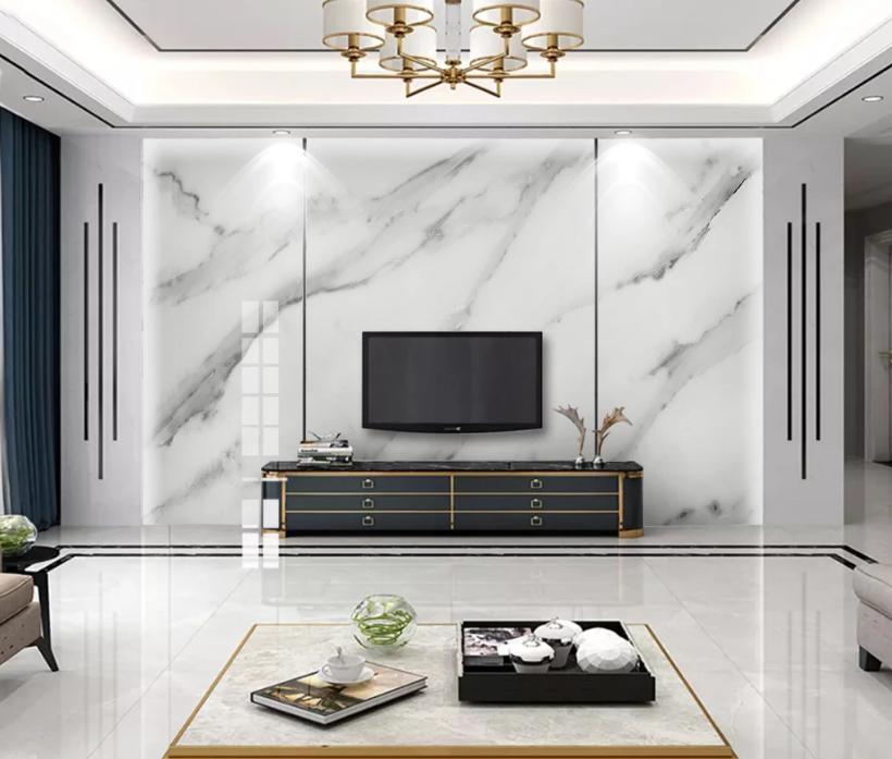 电视背景墙是贴石材还是瓷砖呢,现在最流行的瓷砖电视背景墙