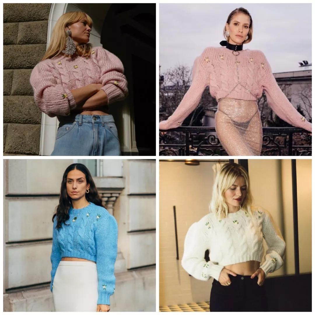 刘雯拉链毛衣哪个牌子好看,刘雯穿的熊图案毛衣