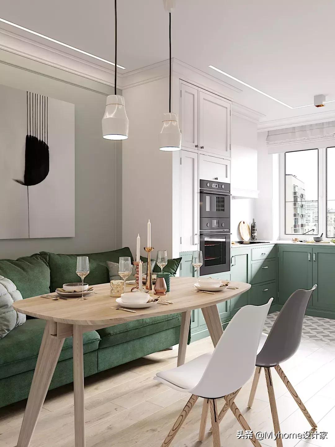 微甜低盐北欧风见过否？81m²绿抹茶色公寓，给你疗愈好心情！