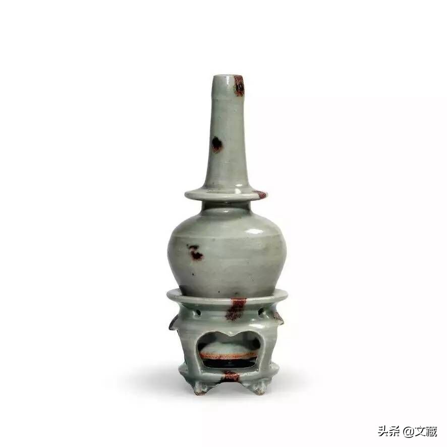 元代龙泉釉特征,元龙泉窑青瓷褐斑点彩玉壶春瓶