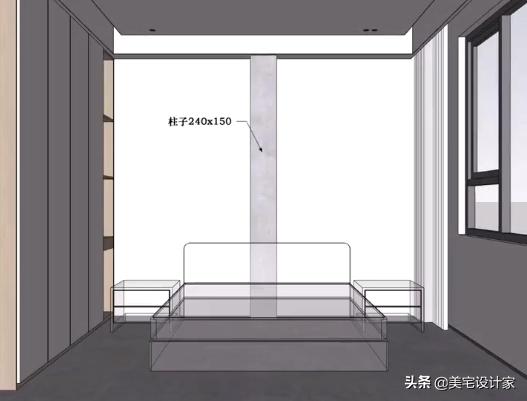 床头柱子怎么设计,床头墙面柱子凸出处理图片