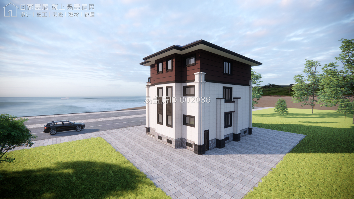 面宽10米关中新中式别墅,进深10米开间17米新中式别墅