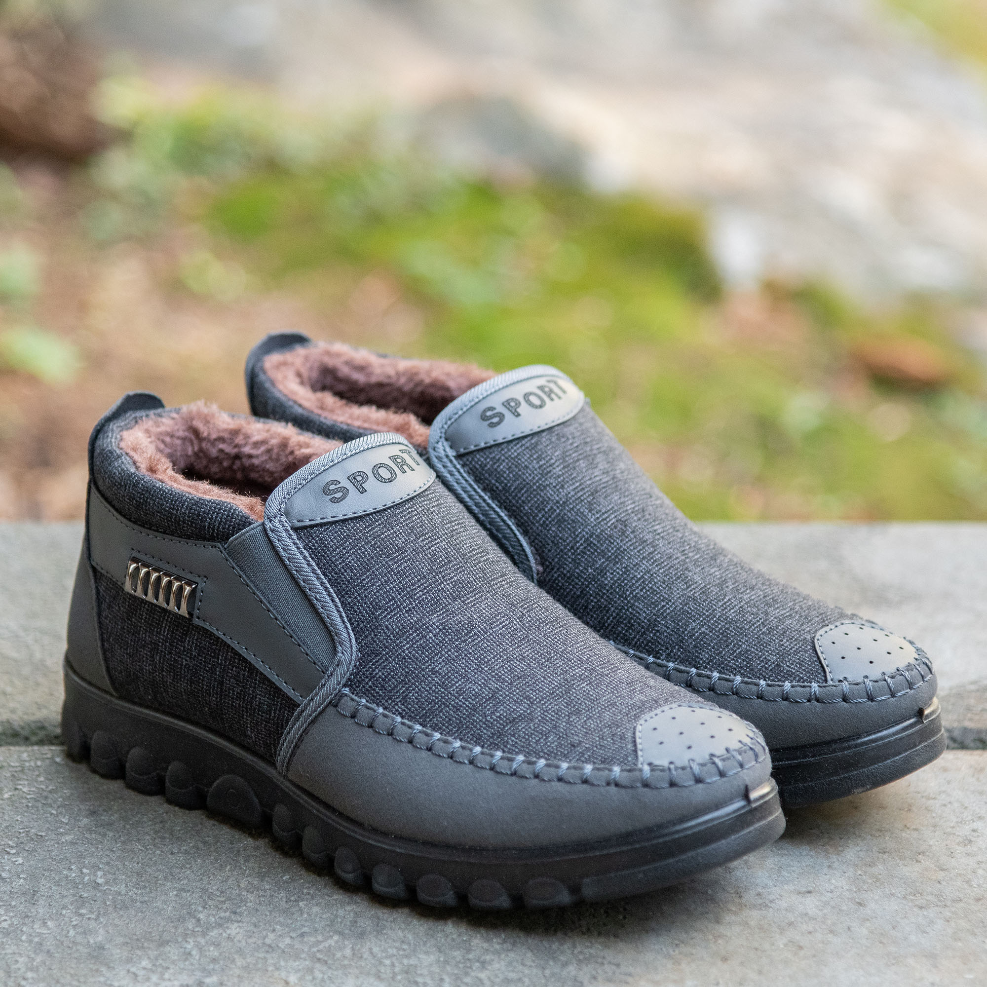 男士高帮开车鞋子,棉鞋男款冬季开车方便防水厚底