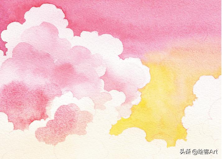 用水彩颜料画天空还有云朵,有手就能画的绘画