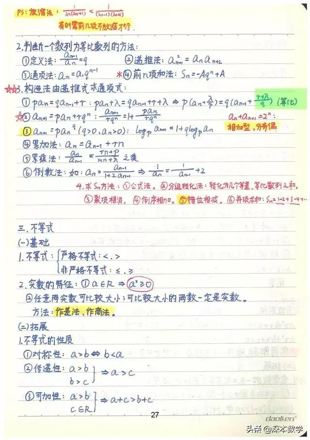 高考数学147分学霸手写笔记完整版,高考数学140+提分笔记