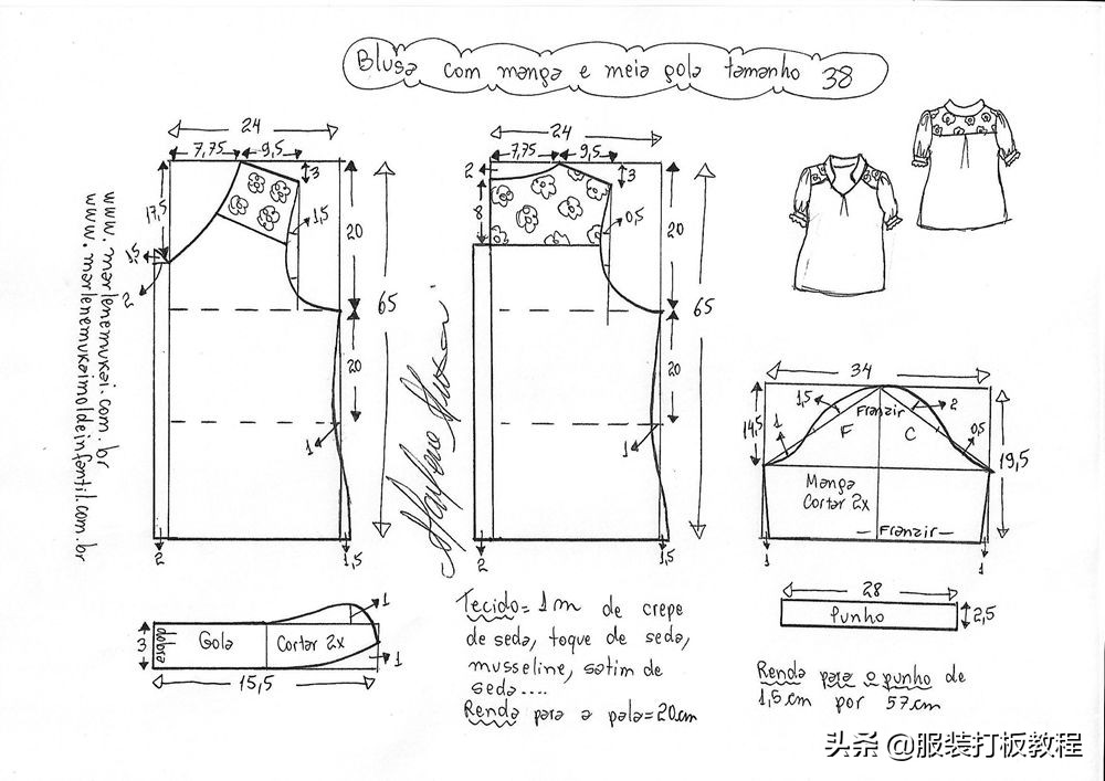 女士雪纺上衣的裁剪教程,长雪纺外套披风裁剪图纸