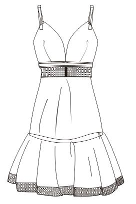 cdr服装连衣裙设计图,款式图裙子