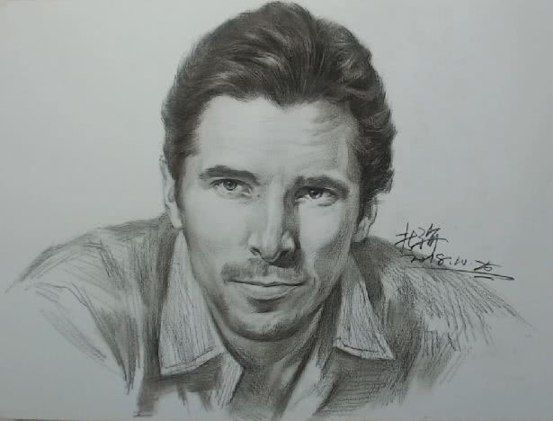 名师人物素描头像——蝙蝠侠克里斯蒂安·贝尔