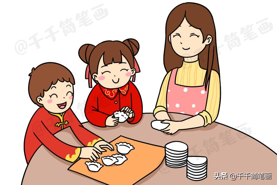 鼠年新年主题简笔画大全,鼠年元旦节简笔画大全