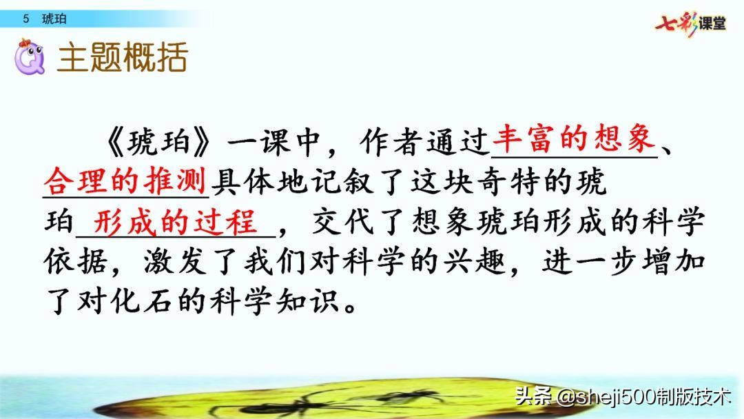 四年级语文下册第5课琥珀知识点,语文书四年级下册琥珀预习分段