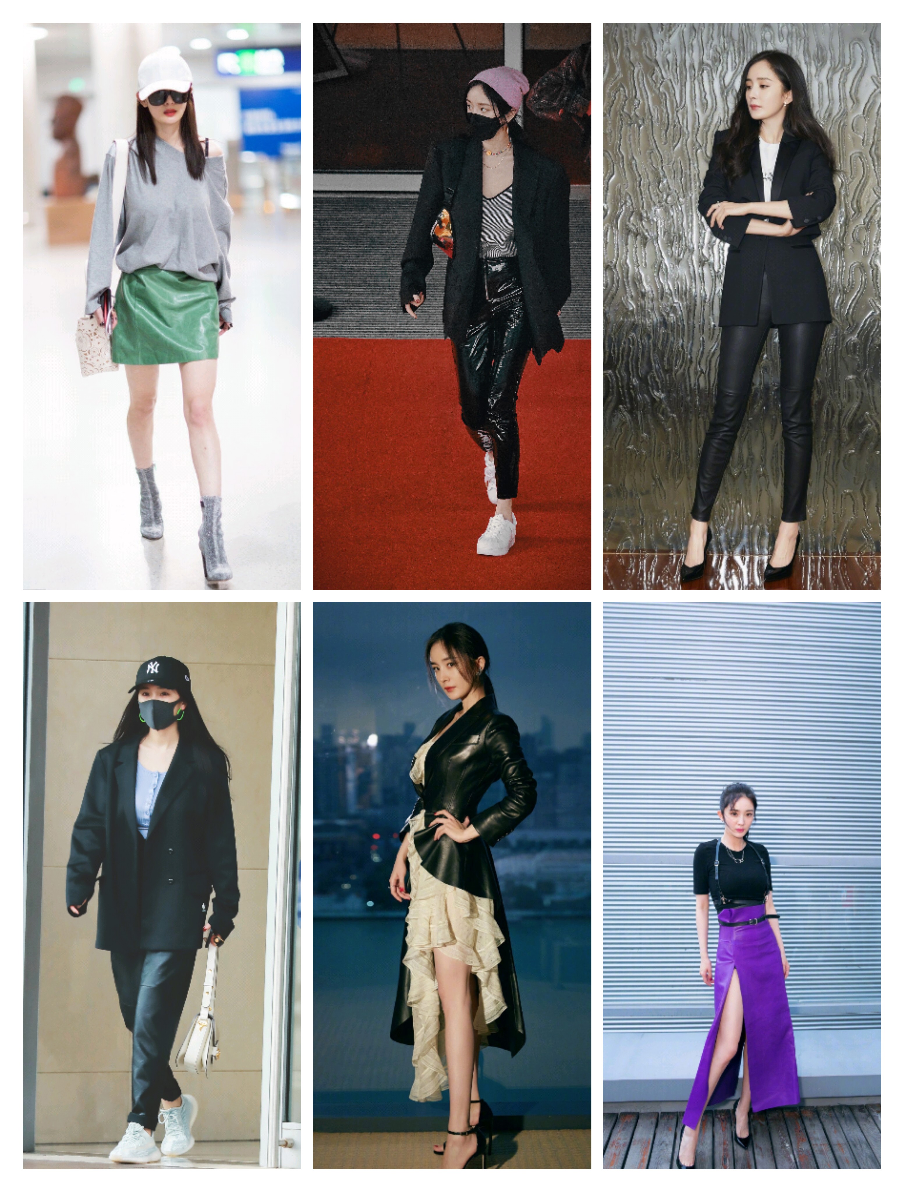 大幂幂穿搭技巧,大幂幂西装皮裤