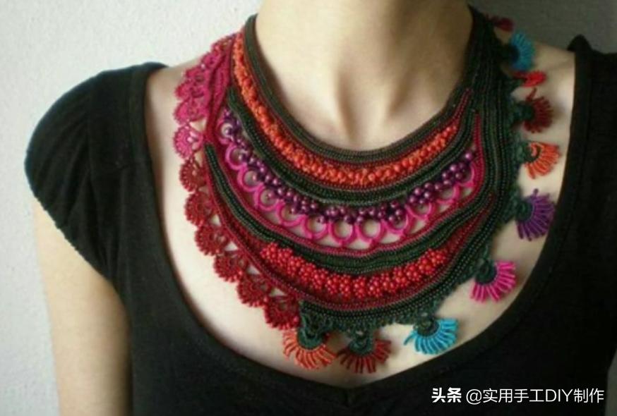 民族风毛衣链高档项链女挂饰品,羊绒衫的手工编织女