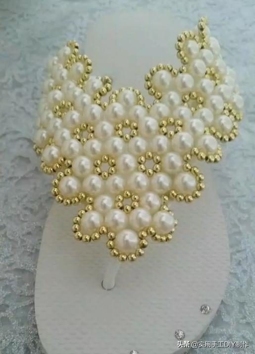 复古人字凉鞋串珠,手工串珠编织拖鞋