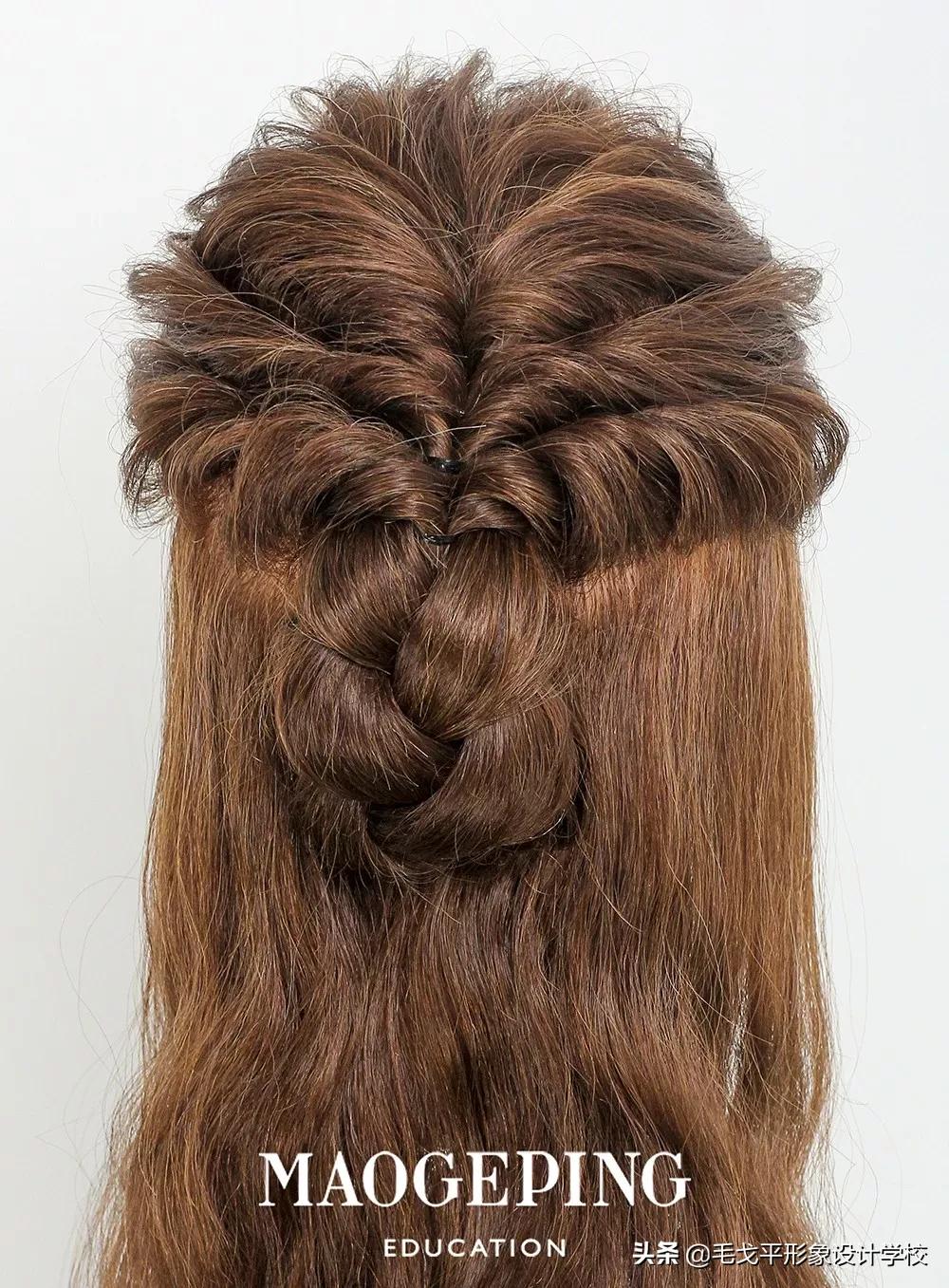 喜婆婆盘发气质优雅,中长发盘发教程简单别致显气质