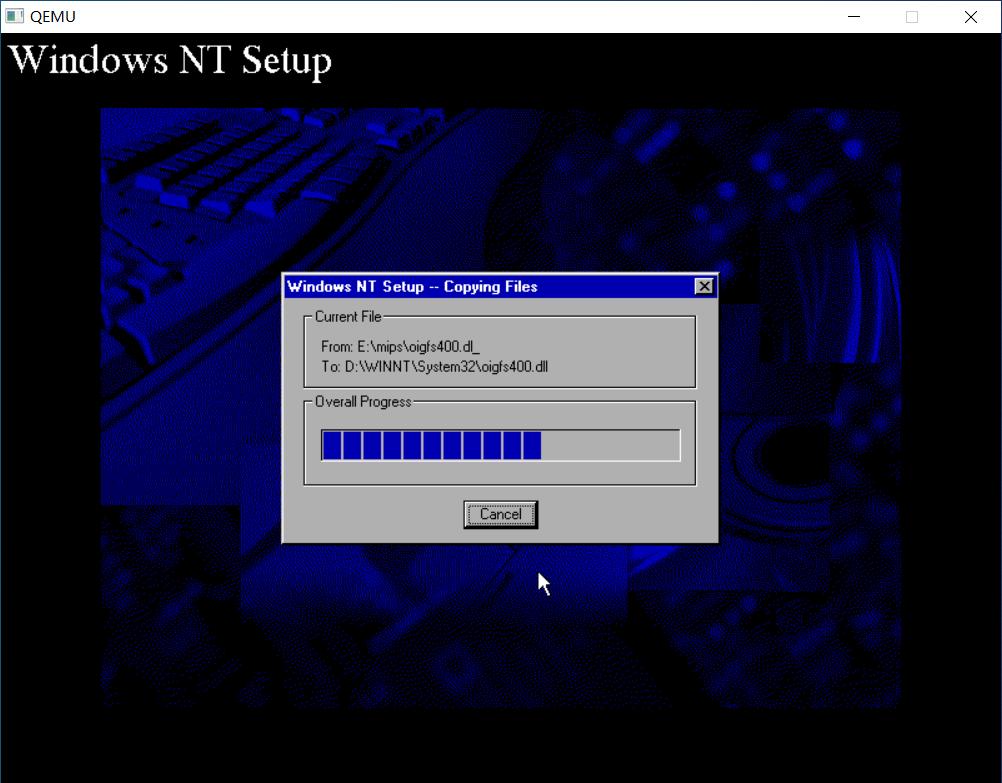 QEMU安装WINDOWSNT4.0MIPS版本