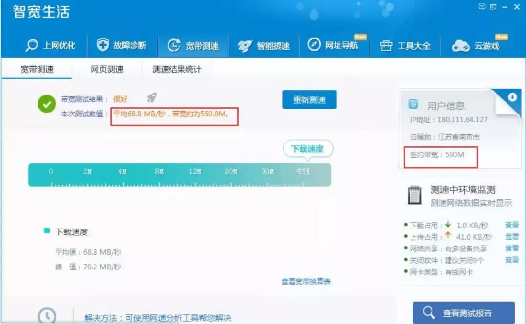300兆宽带用测速软件测多少算正常,100m宽带测速结果