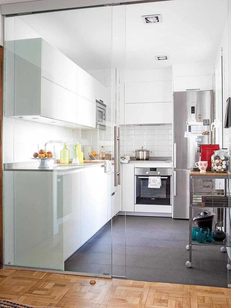 开放式厨房三联动玻璃门,开放式厨房加装玻璃门