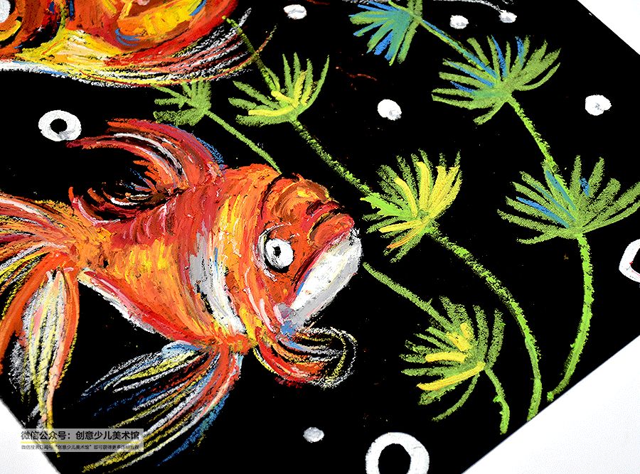 海边风景油画棒教程儿童画,油画棒画美人鱼儿童