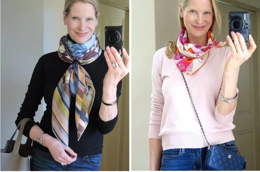 简单到一学就会的丝巾搭配,时尚博主丝巾搭配