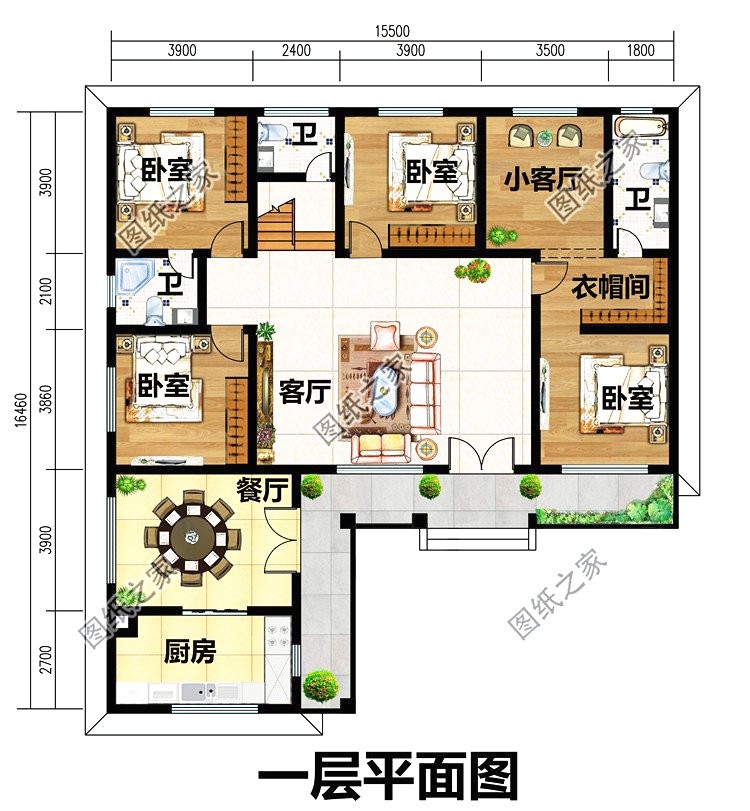 7字型一层别墅,16米x7米一层别墅