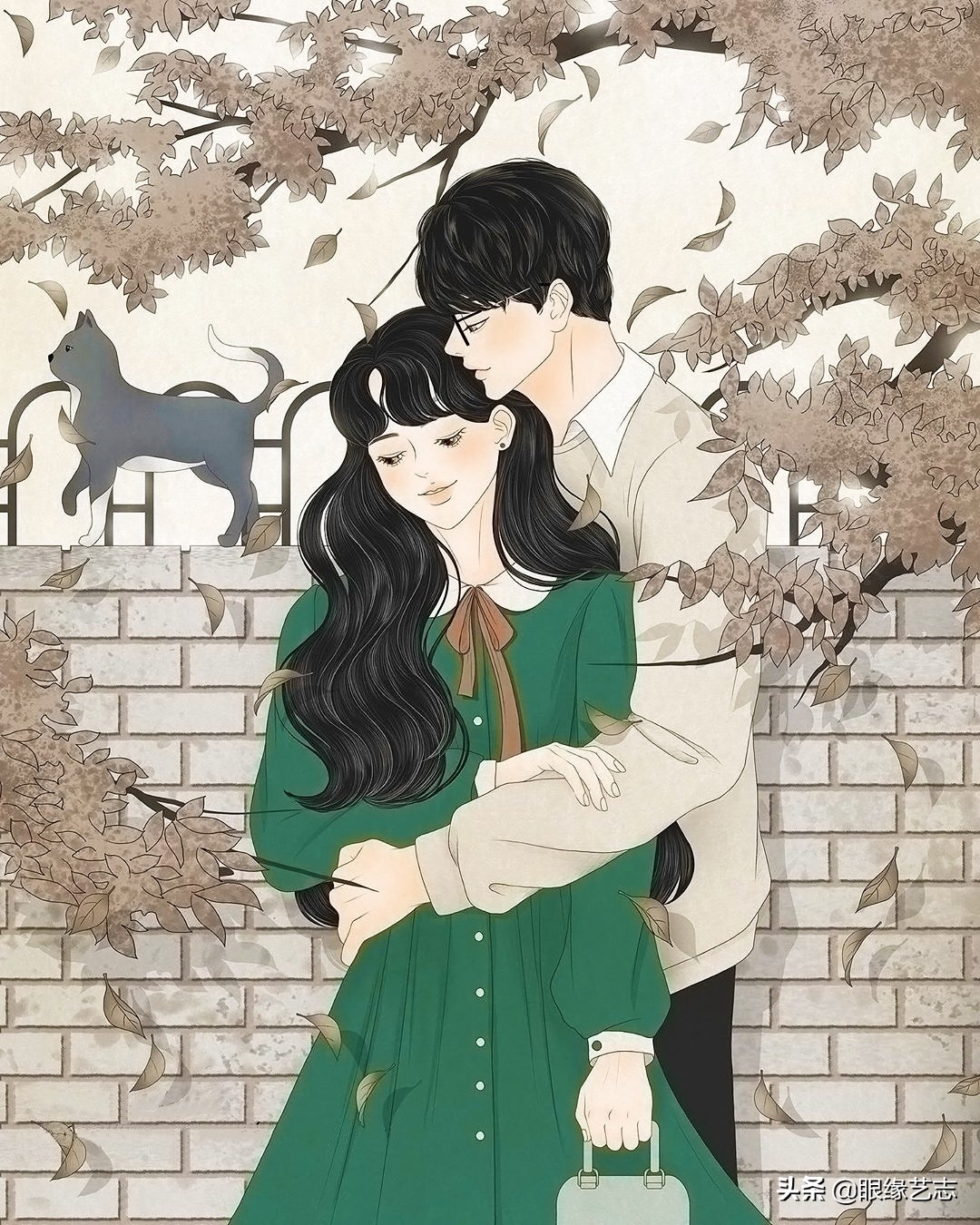 韩国插画温馨情侣,韩国插画幸福时光