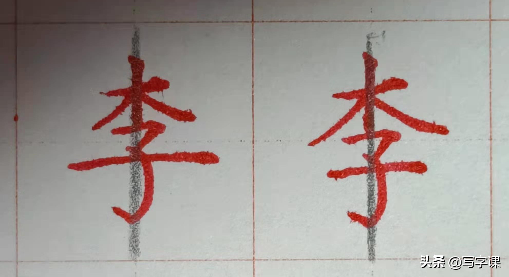硬笔百家姓李字的写法,百日练字第二十天