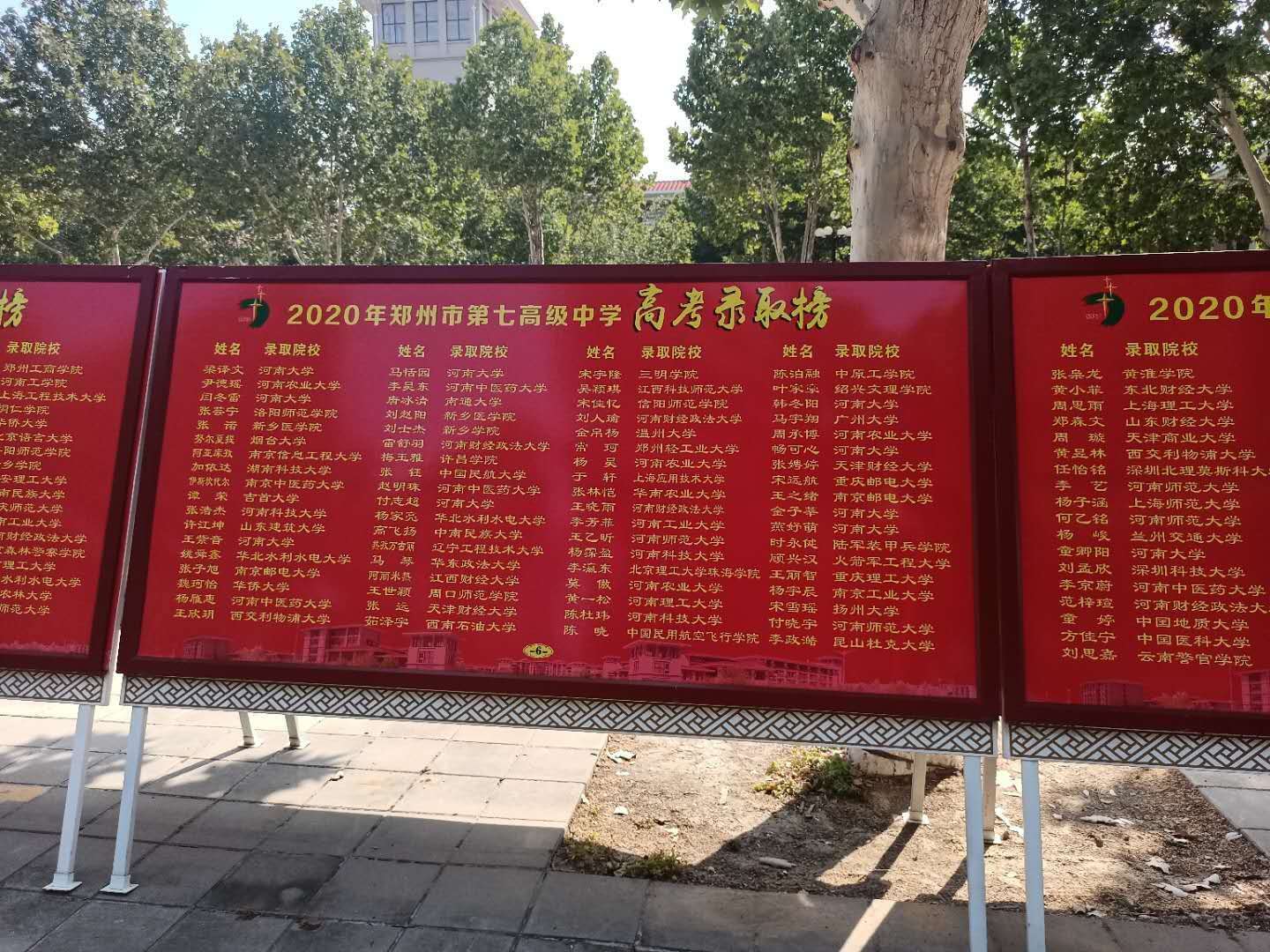 郑州七中2020届高考成绩分析及小三甲、文博四校成绩比较