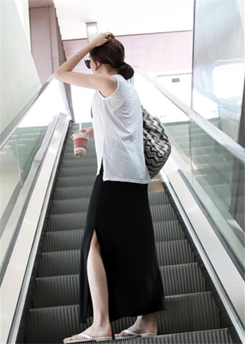 开叉的包裙怎么穿,中长包裙穿搭高级感