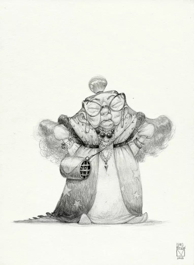 画动漫人物黑白插画素描,看似荒诞而有创意的素描插画