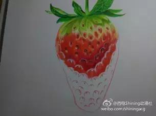彩铅写实教学草莓,草莓蛋糕用彩铅怎么画