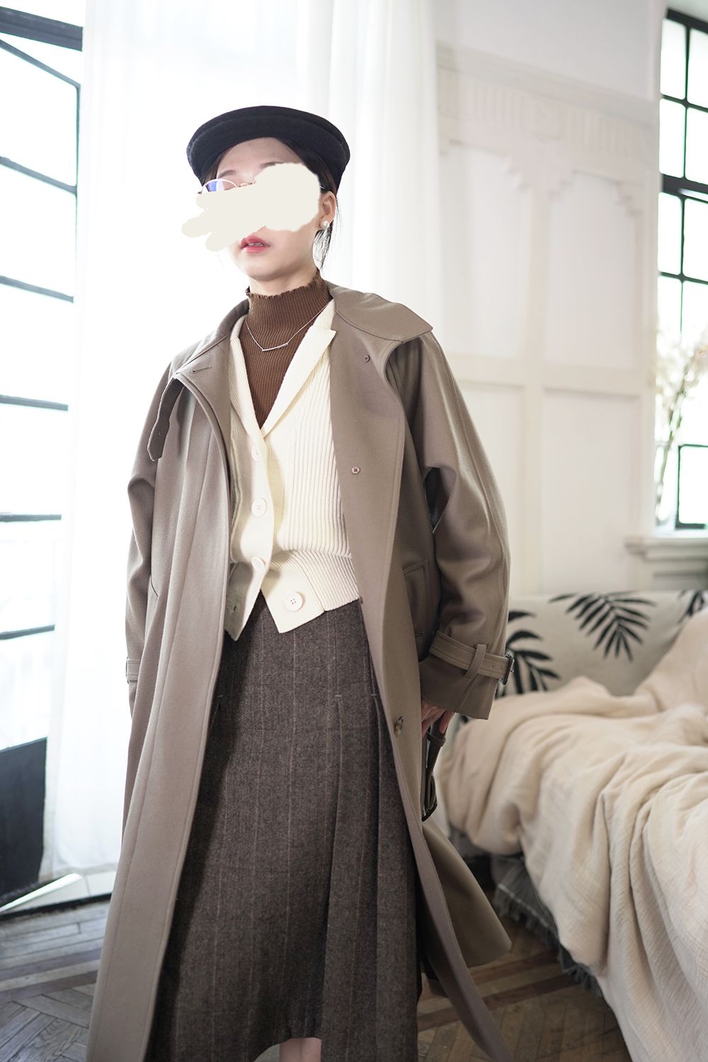 深卡其色大衣内搭什么颜色毛衣,格子大衣内搭什么颜色的毛衣好