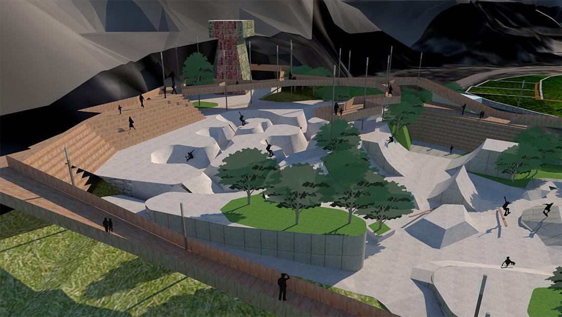 能滑滑板的公园,滑板主题公园设计