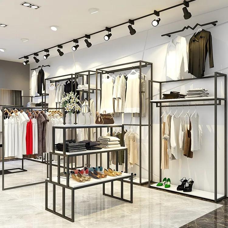 简约服装展示架,好看不锈钢展示架衣帽架