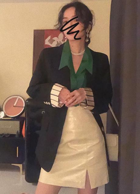 西装配裙子的穿搭秋冬,西装配长西装裙子高级感穿搭