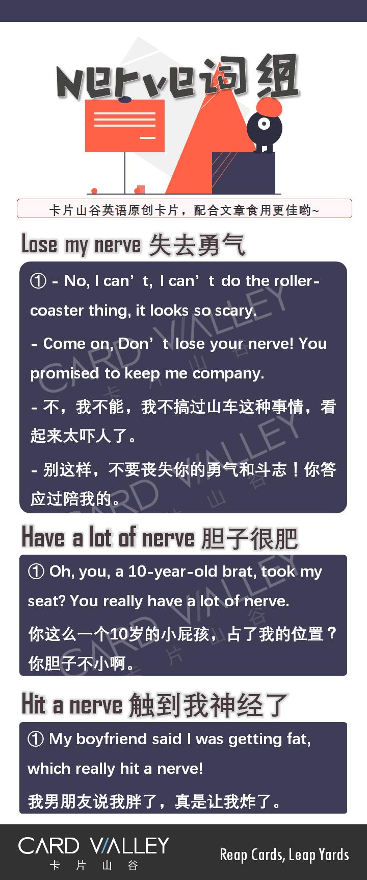Nerve是“神经”，但“loseyournerve”可不是说你发神经啊