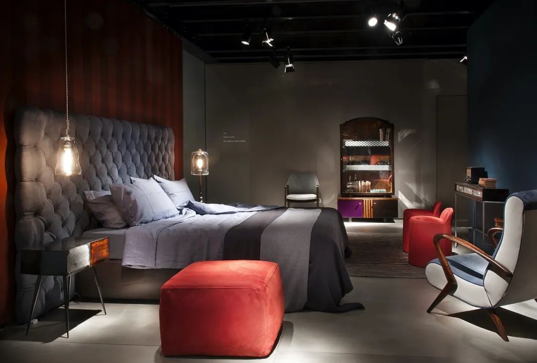 卧室床柜一体效果图,现代简约卧室家具全套