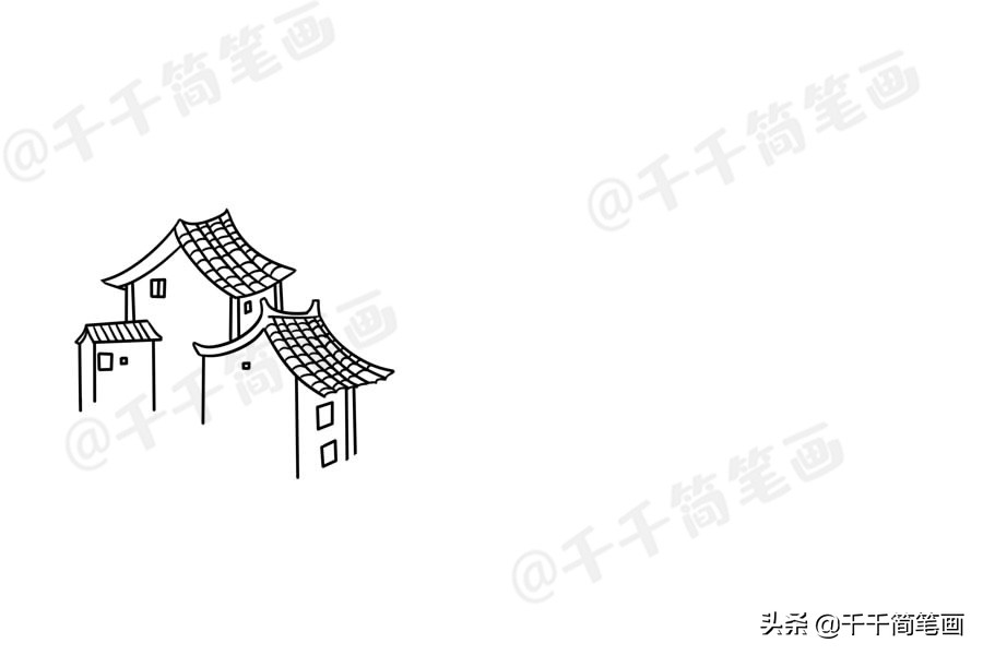 铅笔竹林山水风景画教程简笔画,铅笔简笔画风景山水画又小又可爱
