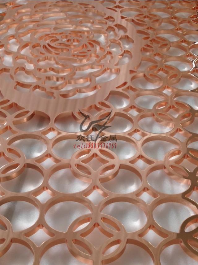 玫瑰金雕刻屏风高清大图,玫瑰金方管屏风装饰效果