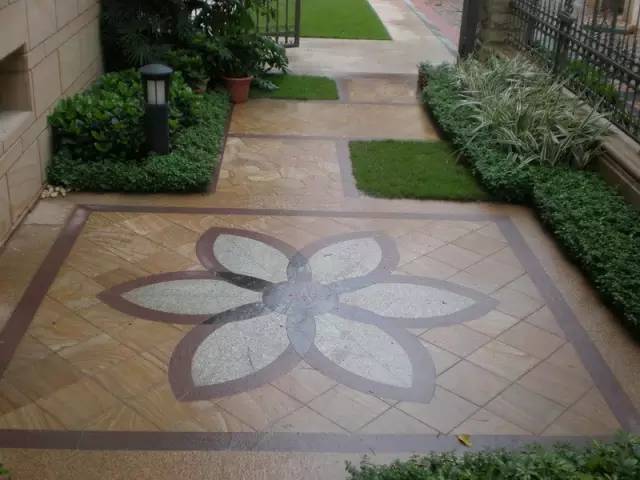 新中式庭院用什么石材铺地,庭院铺地红砂岩石材定制加工