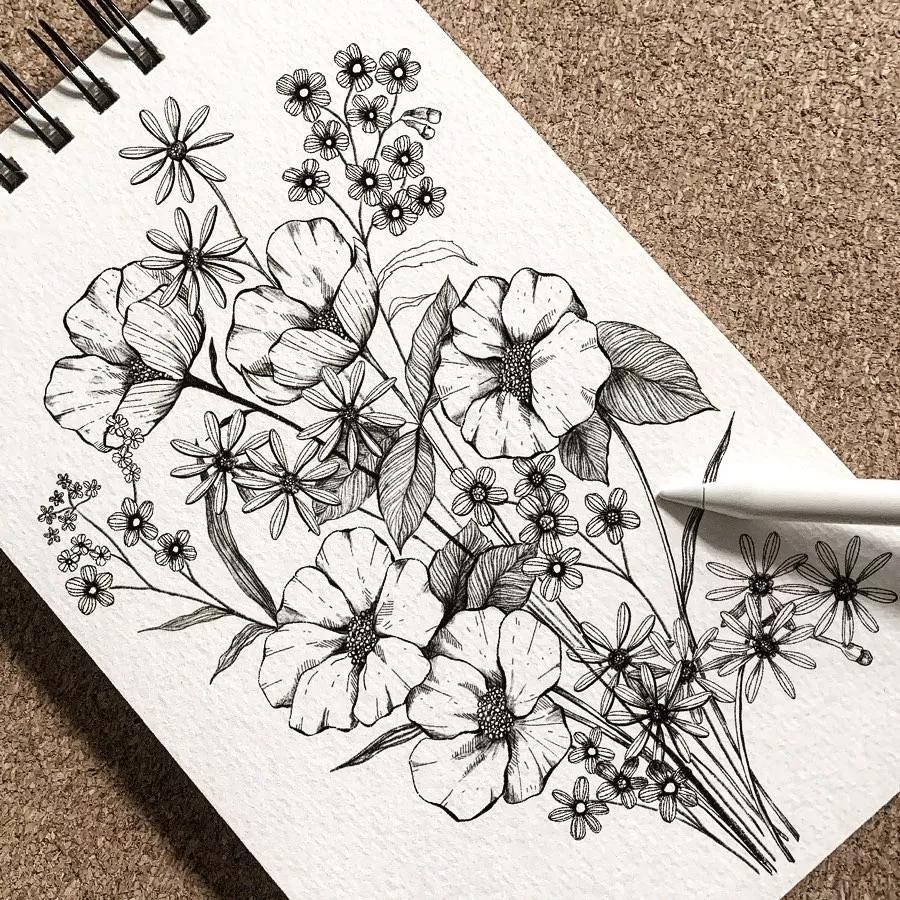 一看就懂的针管简笔画,针管笔入门手绘1000例临摹图