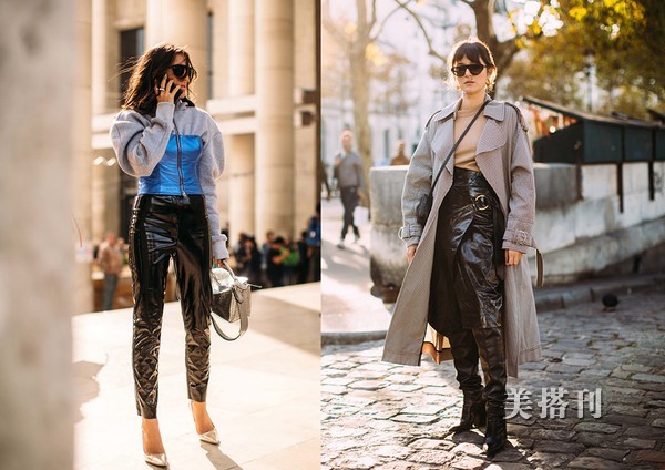 夏季新款漆皮时尚百搭,黑色漆皮短裙冬季穿搭